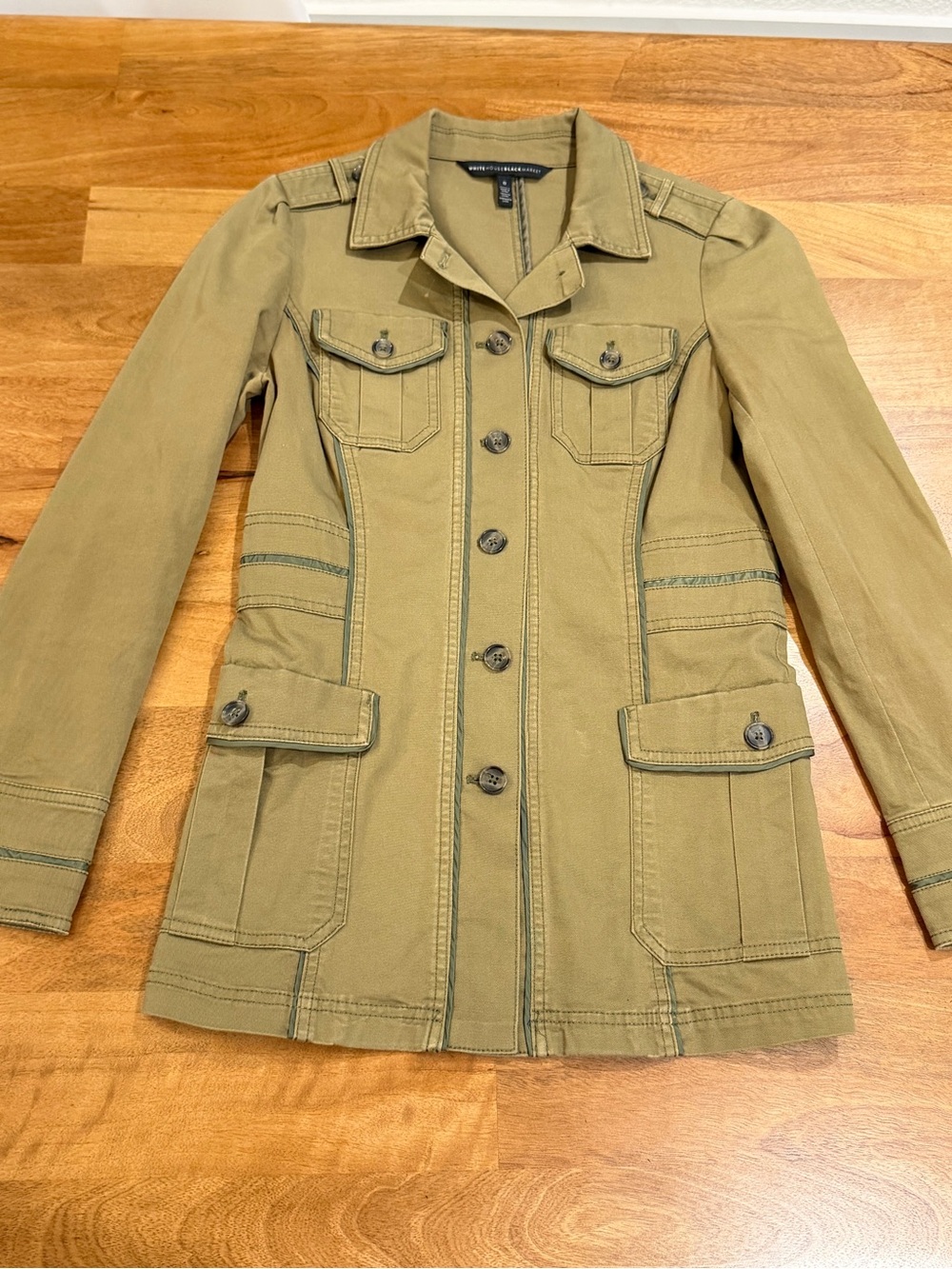 White House Black Market Olive Utility Jacket Like New - Women's Size 0